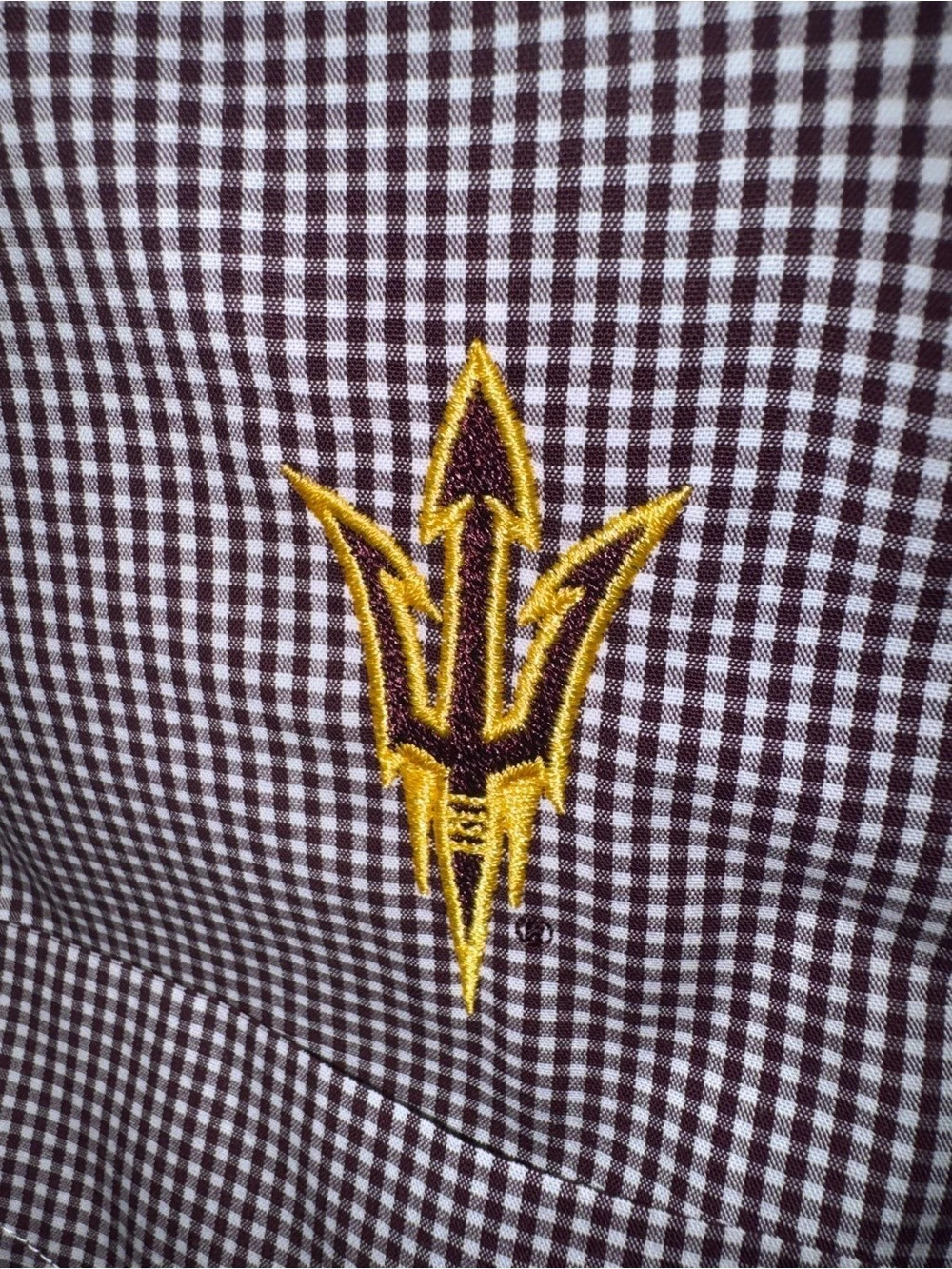 ASU Sun Devil Cutter & Buck Stretch Gingham Long Sleeve Dress Shirt